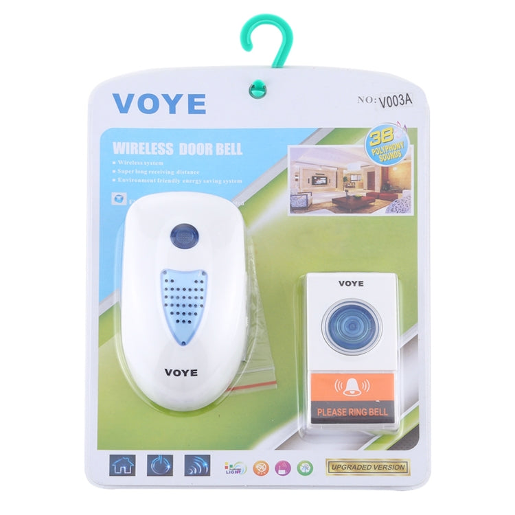 VOYE V003A Home Music Remote Control Wireless Doorbell with 38 Polyphony Sounds, US Plug, V003A VOYE V003A Home Music Remote Control Wireless Doorbell with 38 Polyphony Sounds, US Plug, V003A